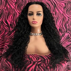 PREMIUM BLACK PRIME BRAZILIAN CURLY HAIR BLEND LACEFRONT WIG // FAST SHIPPING